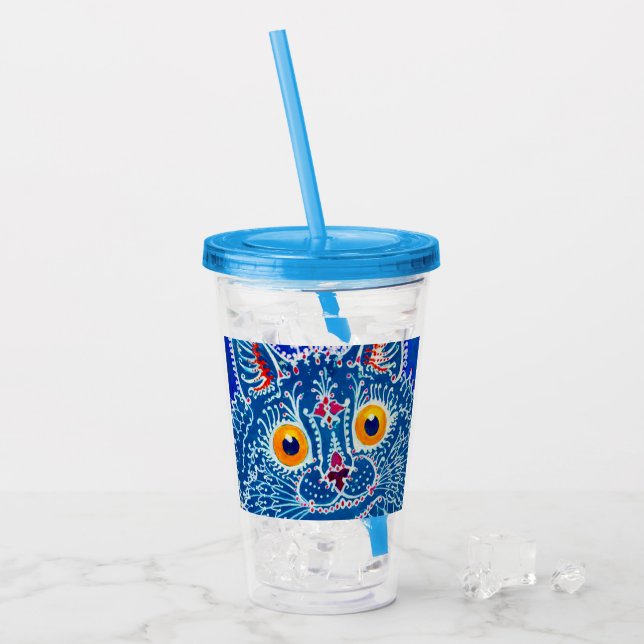 Vaso Acrílico Gato gótico azul (Anverso (hielo))