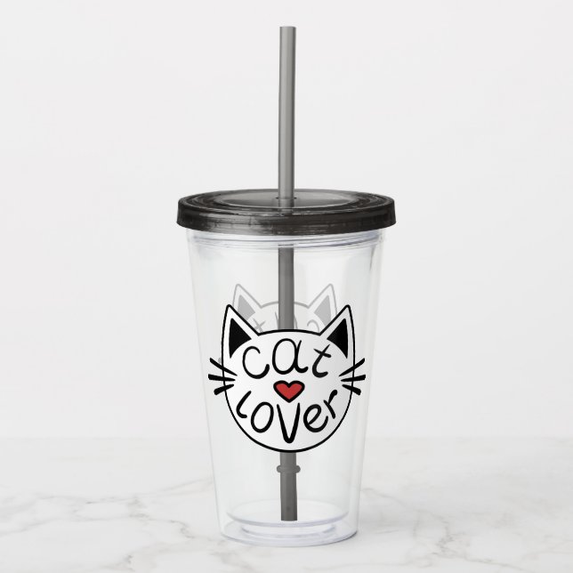 Vaso Acrílico Gato Lover Tumbler Acrílico (Anverso)