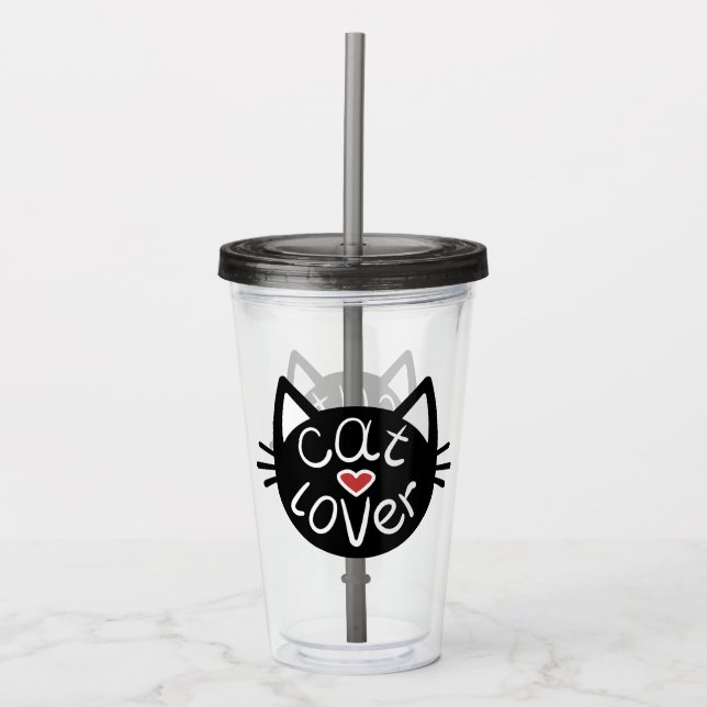 Vaso Acrílico Gato Lover Tumbler Acrílico (Anverso)