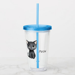 Vaso Acrílico Gato negro lindo Maullar