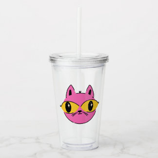 Vaso Acrílico Gato Retro