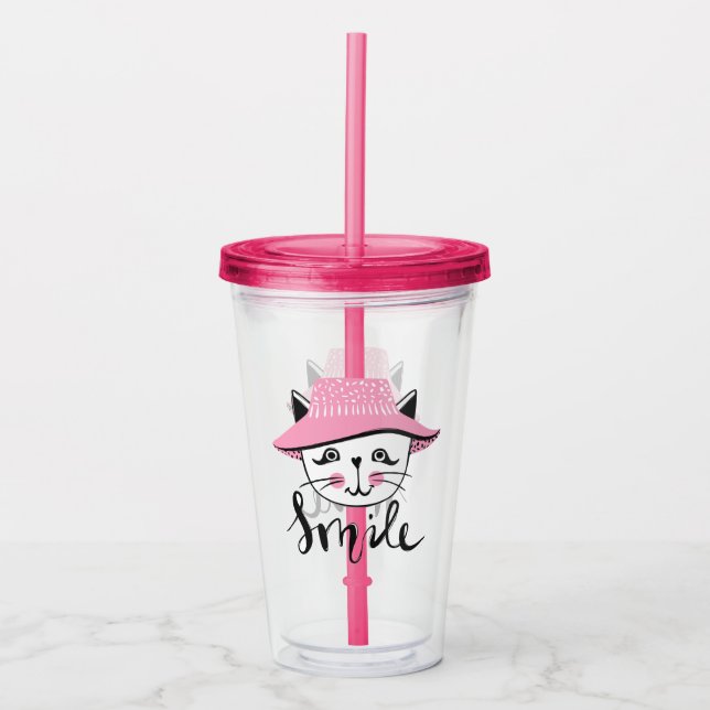 Vaso Acrílico Gato sonriente (Anverso)