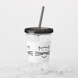 Vaso Acrílico Gato Whisker Face Tumblers acrílicos