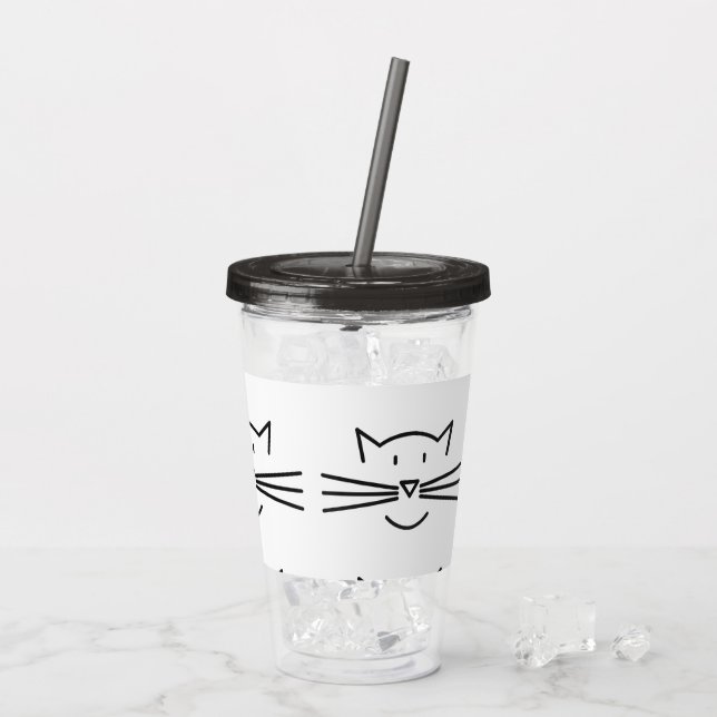 Vaso Acrílico Gato Whisker Face Tumblers acrílicos (Reverso (hielo))