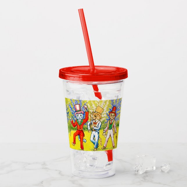 Vaso Acrílico Gatos bailando (Anverso (hielo))