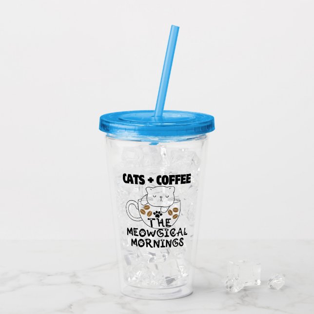 Vaso Acrílico Gatos + Café = Mañana meowgical.w (Reverso (hielo))