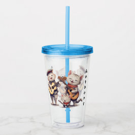 Vaso Acrílico Gatos cantantes personalizados