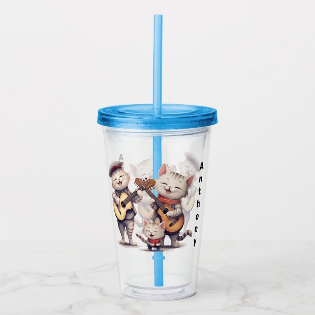 Vaso Acrílico Gatos cantantes personalizados (Anverso)