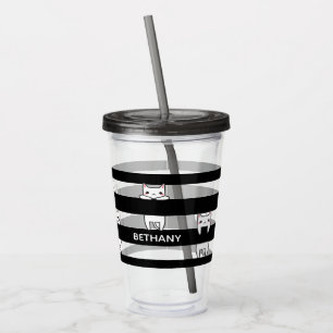 Vaso Acrílico Gatos de escalada en franjas negras personalizados