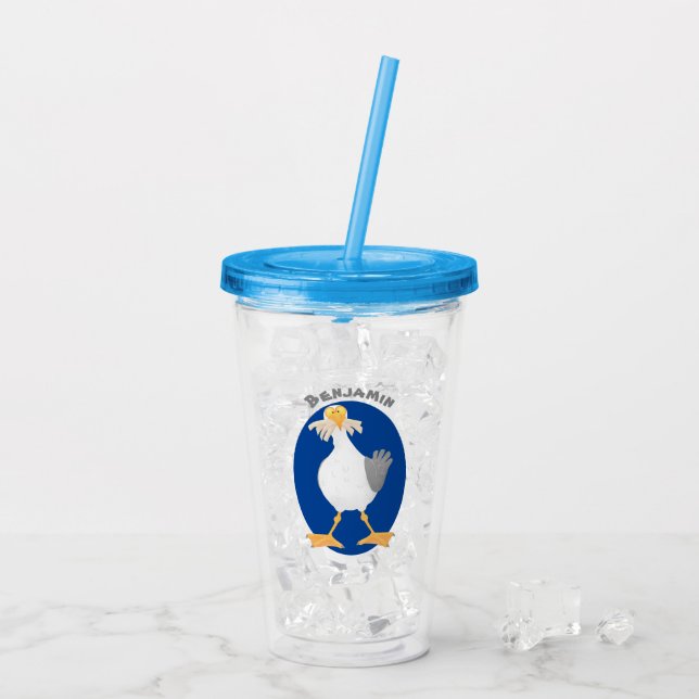 Vaso Acrílico Gaviota divertida con personalizado de patatas fri (Reverso (hielo))