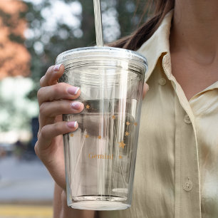 Vaso Acrílico Gemini de oro de Rótulo Zodiaco moderno   Aire de 