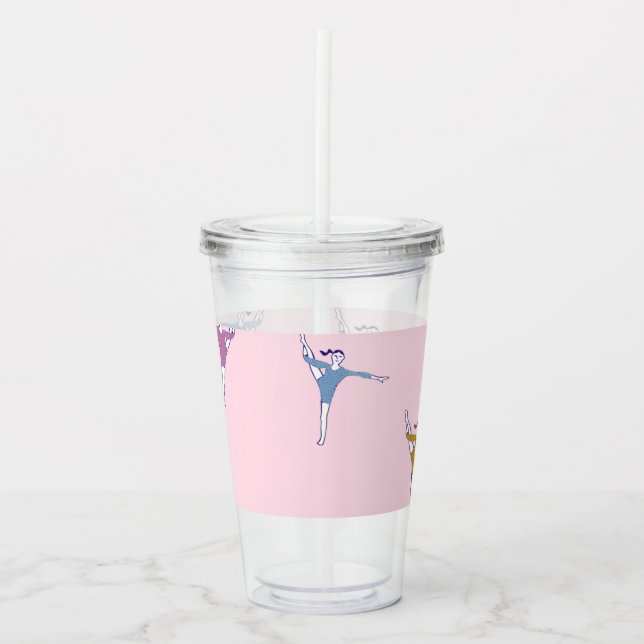 Vaso Acrílico gimnastas rosadas (Anverso)