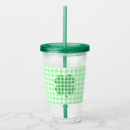 Vaso Acrílico Gingham Shamrock