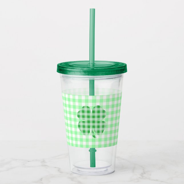 Vaso Acrílico Gingham Shamrock (Anverso)