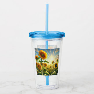 Vaso Acrílico Girasol Abrazo Dorado 