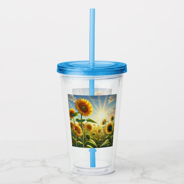 Vaso Acrílico Girasol Abrazo Dorado  (Anverso)