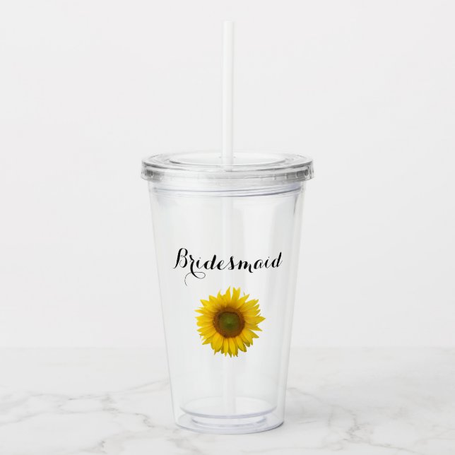 Vaso Acrílico Girasol Amarillo Damas de Honor Boda (Anverso)