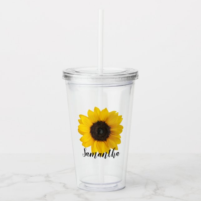 Vaso Acrílico Girasol brillante | Tumbler acrílico personalizado (Anverso)