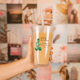 Vaso Acrílico Glam Cactus Fiesta   Monograma Bachelorette