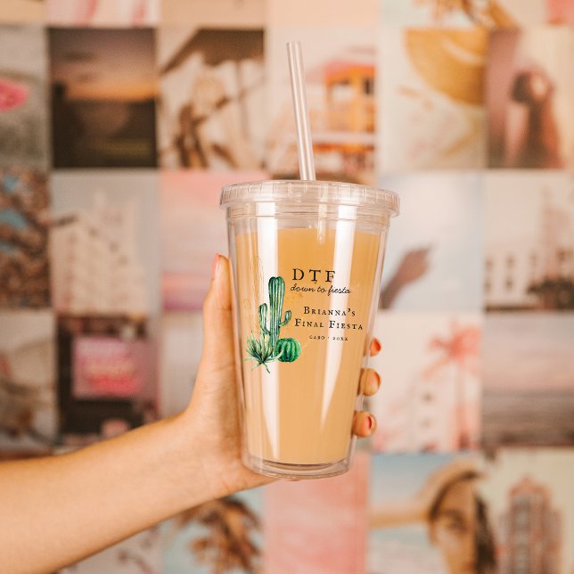 Vaso Acrílico Glam Cactus Fiesta | Monograma Bachelorette (Subido por el creador)