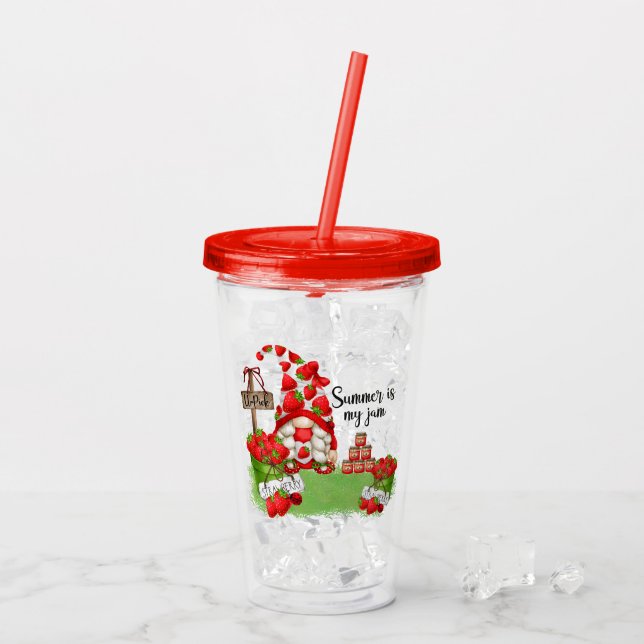 Vaso Acrílico Gnome de fresa de verano (Reverso (hielo))