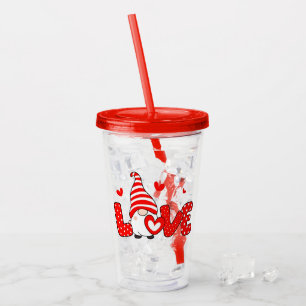 Vaso Acrílico gnomo del día de San Valentín
