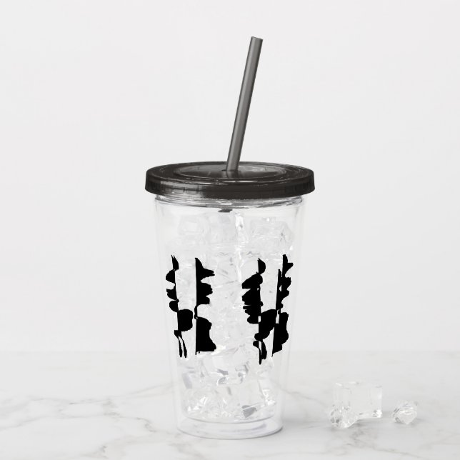 Vaso Acrílico Gobelet à Paille Design Abstrait Dual Face (Reverso (hielo))