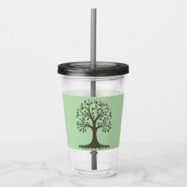 Vaso Acrílico 🌳 Gobelet en Acrylique avec Paille Arbre de Vie