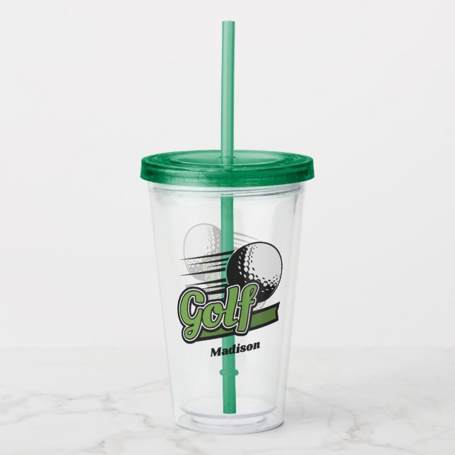 Vaso Acrílico Golf de nombre personalizado (Anverso)