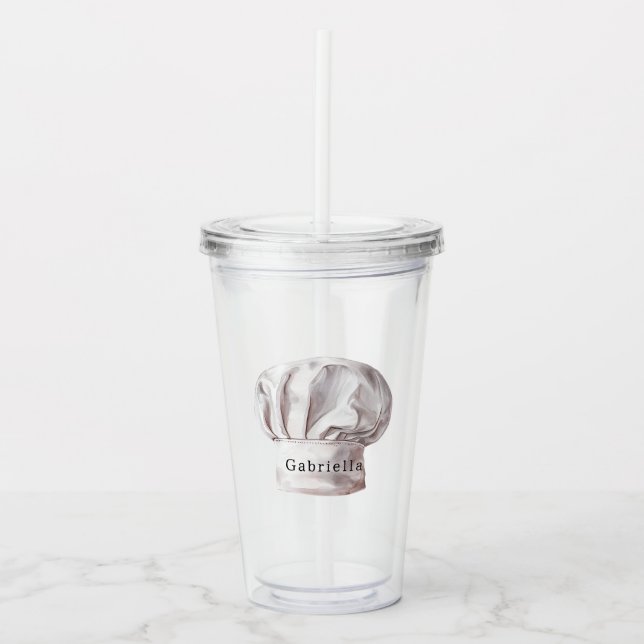 Vaso Acrílico Gorra de Chef Blanca (Anverso)