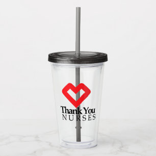 Vaso Acrílico Gracias Enfermeras  Corazón Rojo