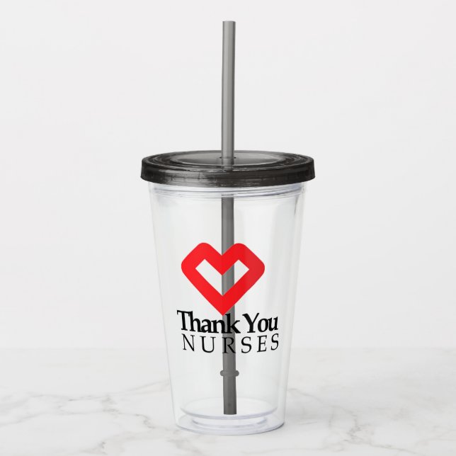 Vaso Acrílico Gracias Enfermeras| Corazón Rojo (Anverso)