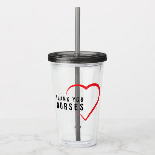 Vaso Acrílico Gracias Enfermeras  Rojo cardíaco