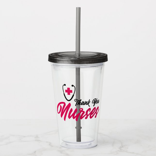 Vaso Acrílico Gracias Enfermeras| Rosa (Anverso)