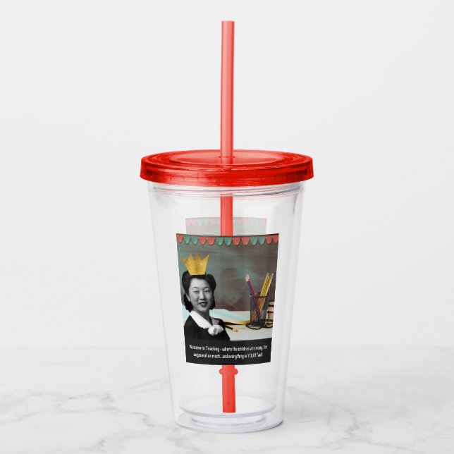 Vaso Acrílico Graciosa profesora de bienvenida ventilado mujer a (Anverso)