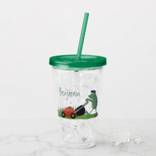 Vaso Acrílico Graciosa rana verde que siembra césped personaliza