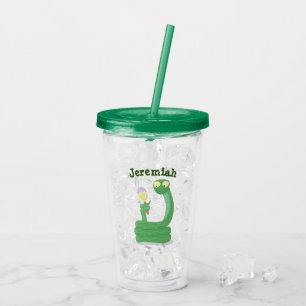 Vaso Acrílico Graciosa serpiente verde con maraca personalizado
