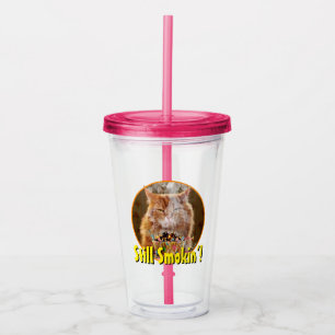 Vaso Acrílico Gracioso Gato Cranky Con Pastel De Cumpleaños Fun