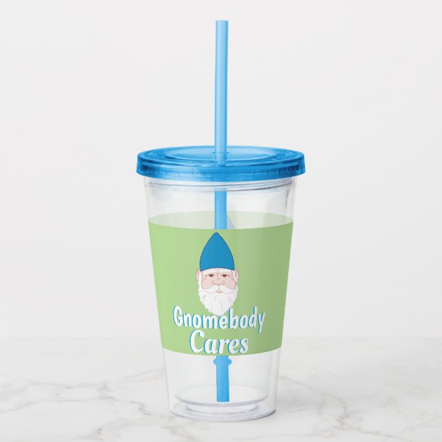 Vaso Acrílico Gracioso Gnomebody Cares Garden Gnome (Anverso)