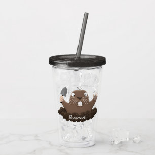 Vaso Acrílico Gracioso gopher digging personalizado ilustracion