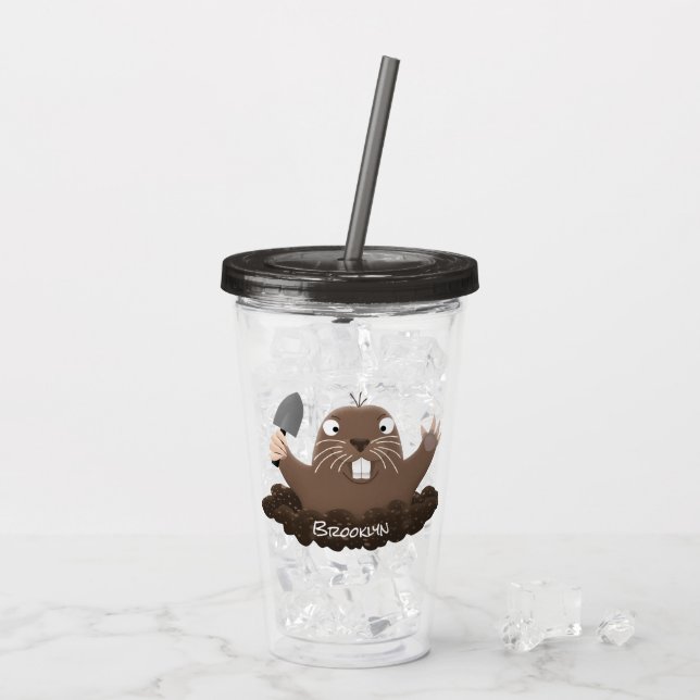 Vaso Acrílico Gracioso gopher digging personalizado ilustracion (Reverso (hielo))