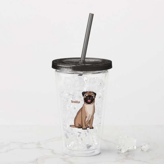 Vaso Acrílico Gracioso ilustracion de personalizado de perro de  (Reverso (hielo))