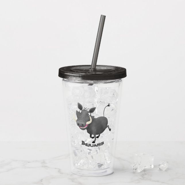 Vaso Acrílico Gracioso ilustracion de personalizado porcina afri (Reverso (hielo))