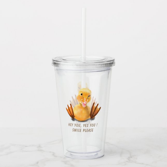 Vaso Acrílico Gracioso pato amarillo juguetón Wink feliz Persona (Anverso)
