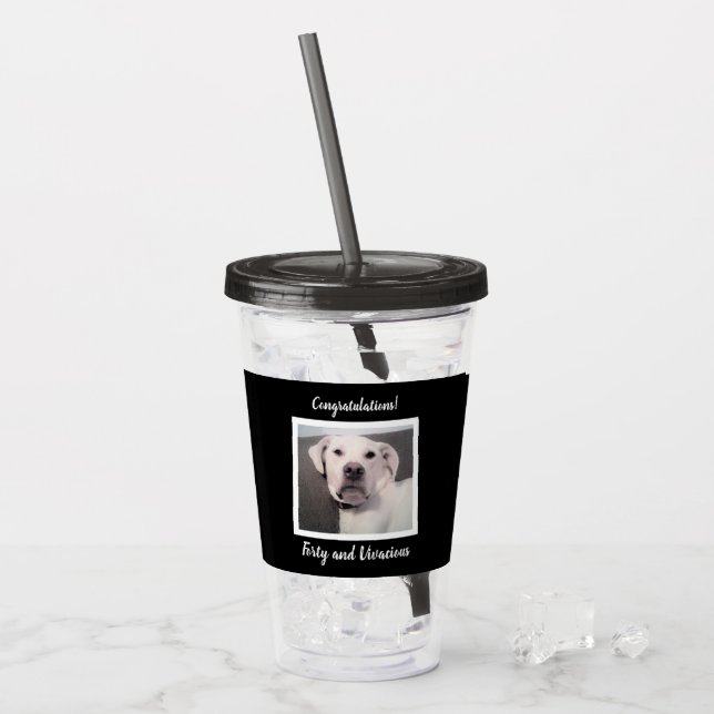 Vaso Acrílico Gracioso perro blanco malhumorado 40 cumpleaños ne (Anverso (hielo))