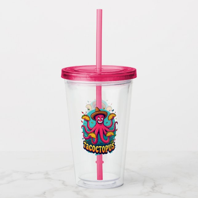 Vaso Acrílico Gracioso Personalizado de comida de tacaco octopus (Anverso)