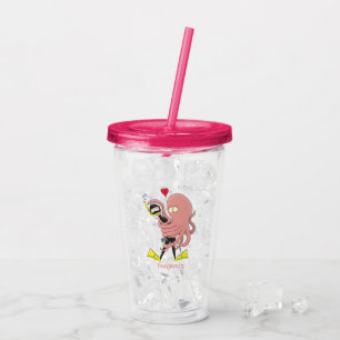 Vaso Acrílico Gracioso pulpo abrazos buceo humor personalizado