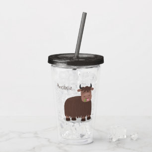 Vaso Acrílico Gracioso yak feliz comiendo hierba personalizado i