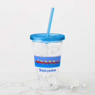 Vaso Acrílico Graciosos pelícanos remando ilustracion personaliz