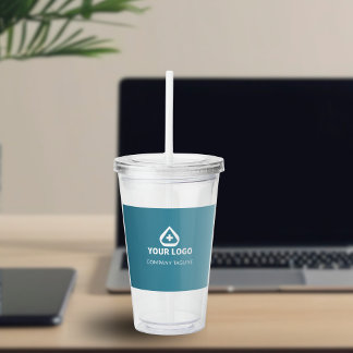 Vaso Acrílico Gradient Teal Health Logo Branded Promotion 